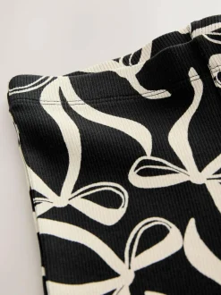 Next Black/White Bow 1 Pack Rib Flare Leggings (3-16yrs) Clearance