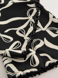 Next Black/White Bow 1 Pack Rib Flare Leggings (3-16yrs) Clearance
