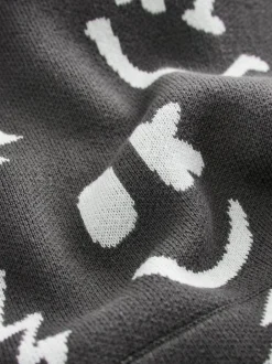 Next Knitted Hoodie (3-16yrs) Black/White Character Online