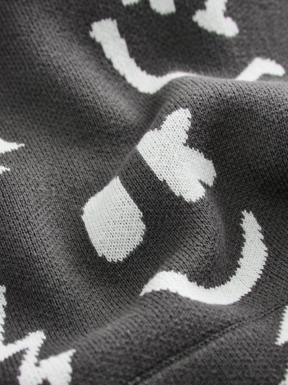 Next Knitted Hoodie (3-16yrs) Black/White Character Online