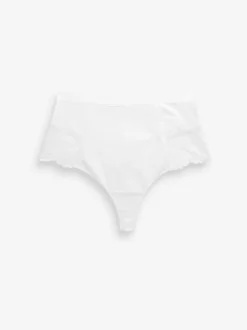 Next Black/White Cotton Tummy Control Shaping Thong Knickers 2 Pack Online