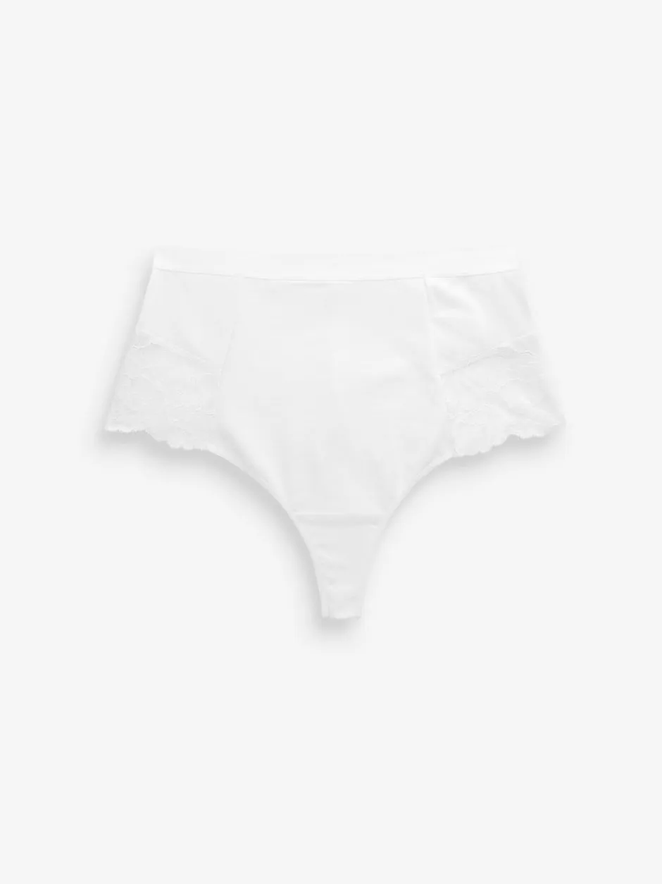 Next Black/White Cotton Tummy Control Shaping Thong Knickers 2 Pack Online
