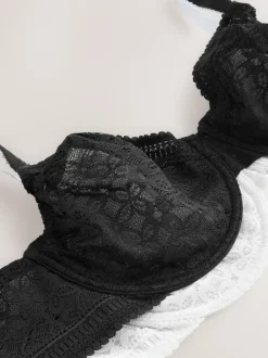 Next DD+ Lace Non Pad Full Cup Minimiser Bras 2 Pack Black/White Clearance
