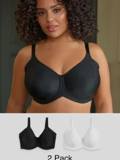 Next F-K Cup Under Arm Smoothing Non Pad Wired Minimising Ultimate Comfort Bras 2 Pack Black/White Discount