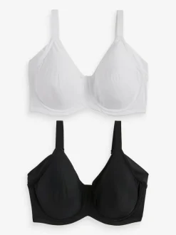 Next F-K Cup Under Arm Smoothing Non Pad Wired Minimising Ultimate Comfort Bras 2 Pack Black/White Discount