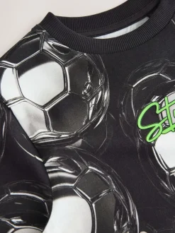 Next Black/White Football Regular Fit Short Sleeve All-Over Print T-Shirt (3-16yrs) Outlet