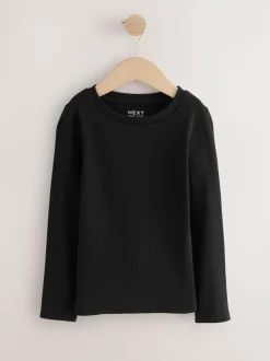 Next Black/White Long Sleeve Ribbed Tops 3 Pack (3-16yrs) Discount
