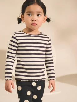 Next Black/White Long Sleeve Rib Tops 5 Pack (3mths-7yrs) Discount