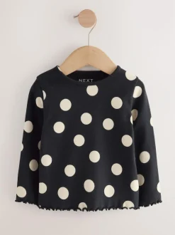 Next Black/White Long Sleeve Rib Tops 5 Pack (3mths-7yrs) Discount