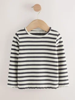 Next Black/White Long Sleeve Rib Tops 5 Pack (3mths-7yrs) Discount