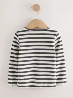 Next Black/White Long Sleeve Rib Tops 5 Pack (3mths-7yrs) Discount
