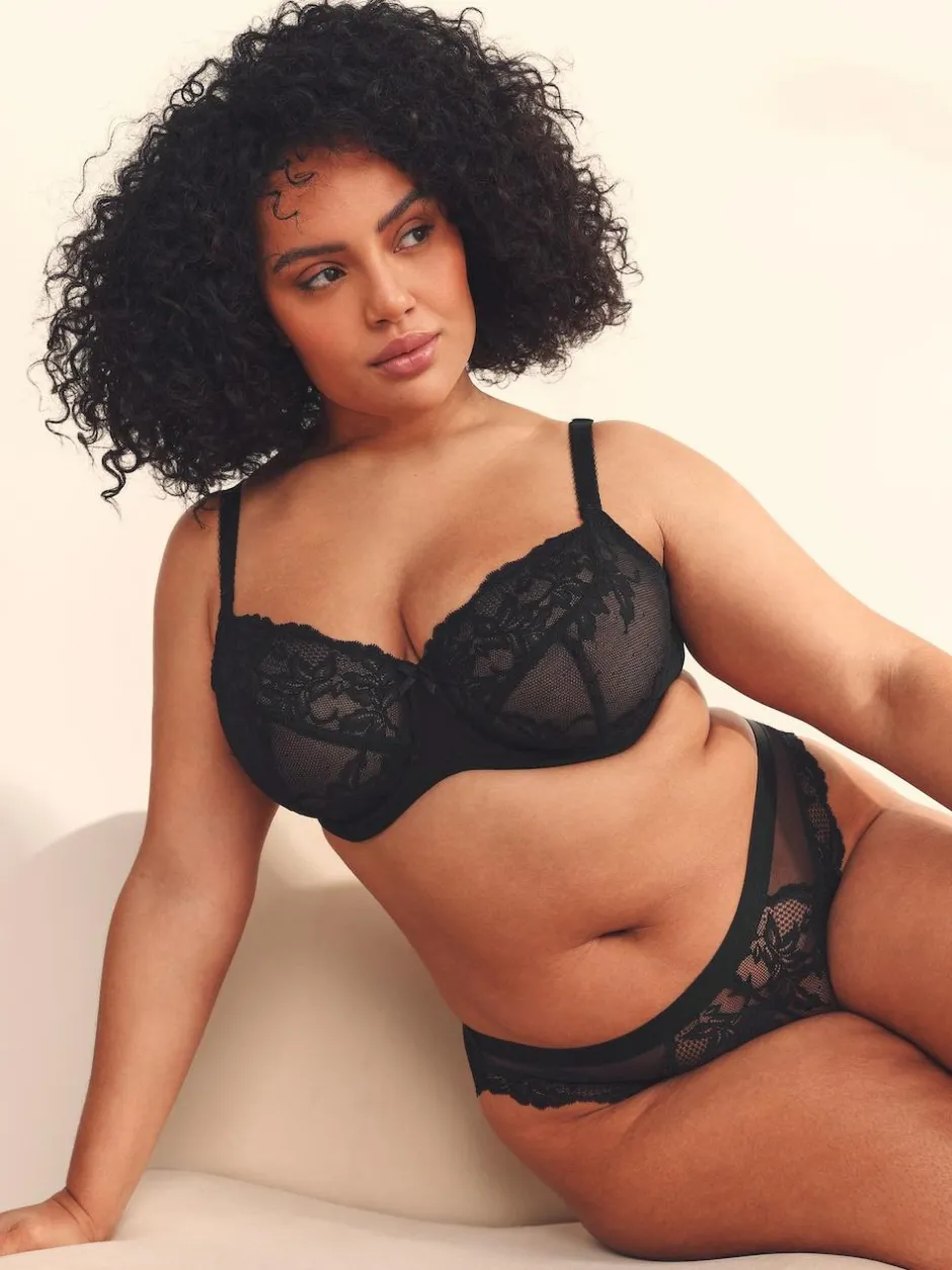 Next Non Pad Balcony DD+ Lace Bras 2 Pack Black/White Hot