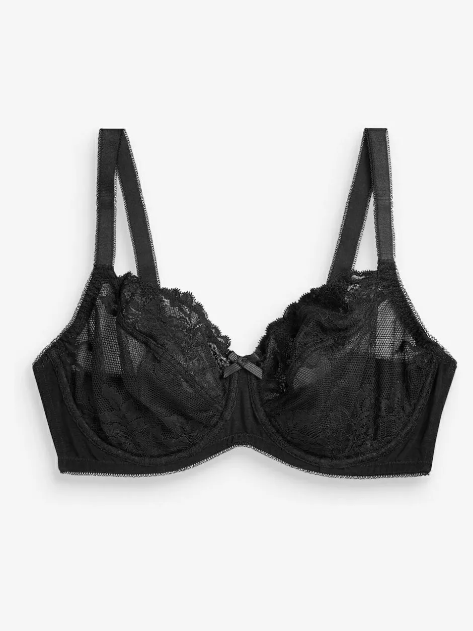 Next Non Pad Balcony DD+ Lace Bras 2 Pack Black/White Hot