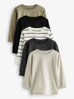 Next Plain Long Sleeve T-Shirts 5 Pack (3mths-7yrs) Black/White Best