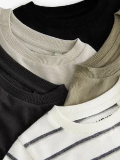 Next Plain Long Sleeve T-Shirts 5 Pack (3mths-7yrs) Black/White Best