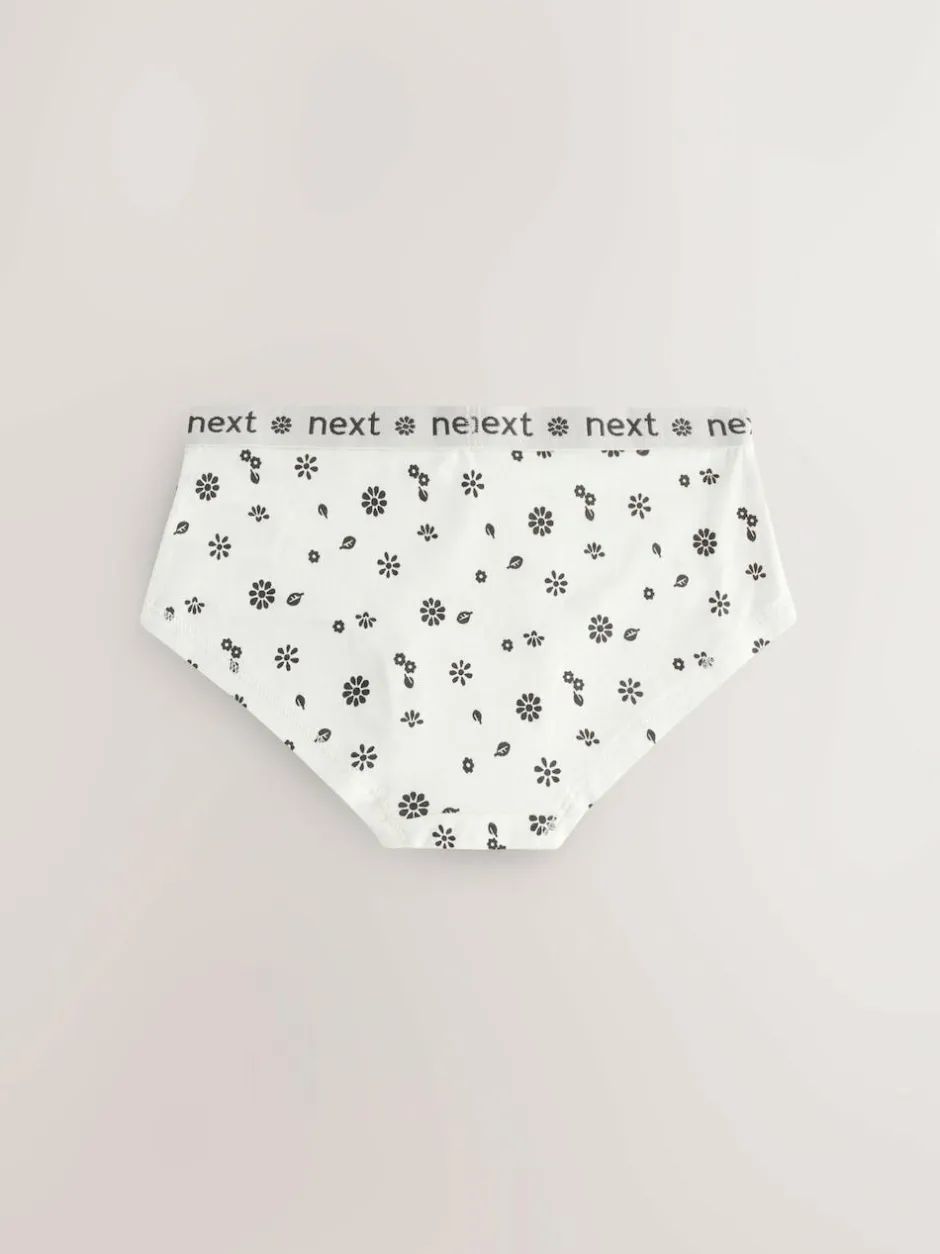 Next Print Hipster Briefs 5 Pack (2-16yrs) Black/White