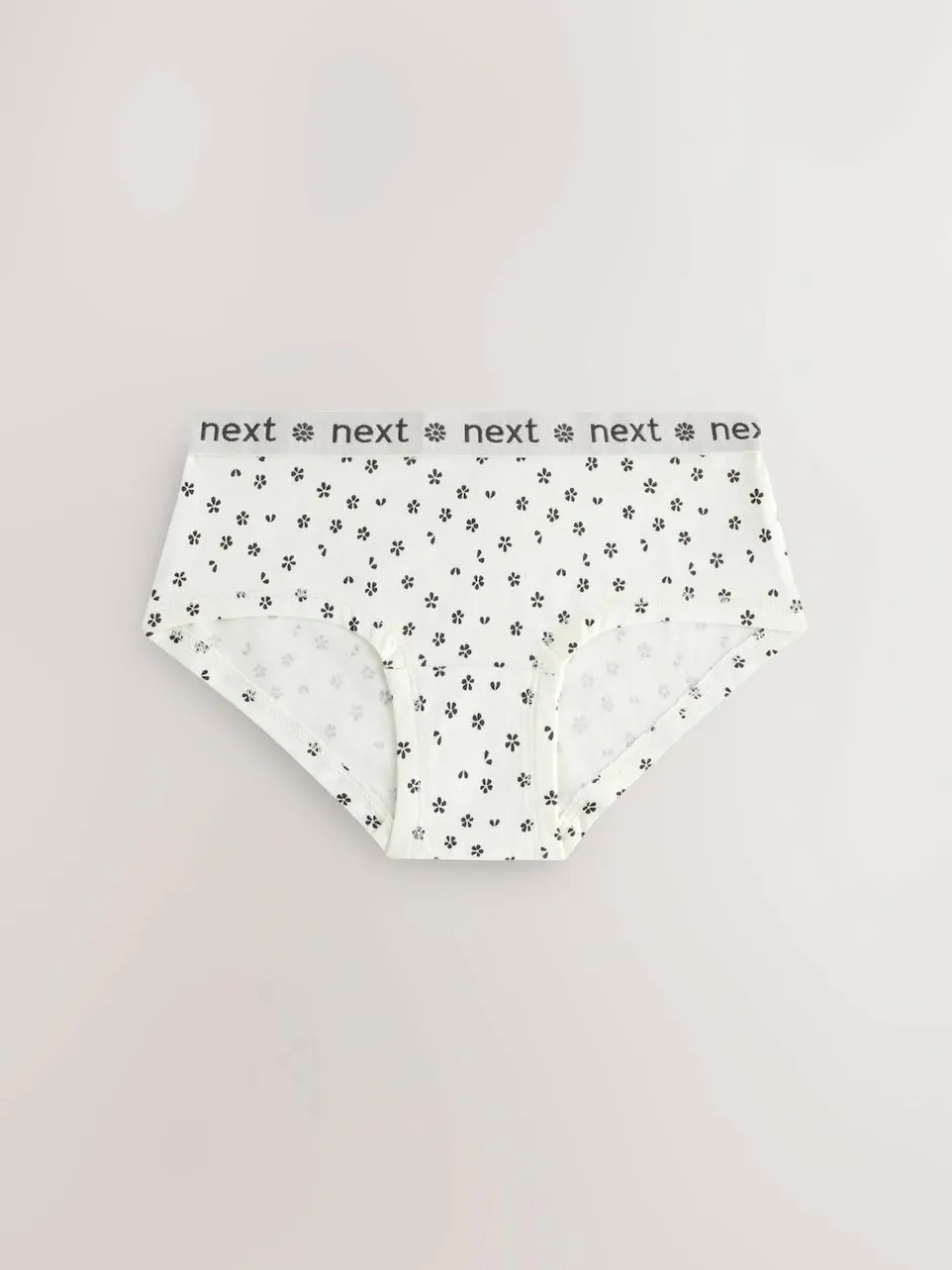 Next Print Hipster Briefs 5 Pack (2-16yrs) Black/White