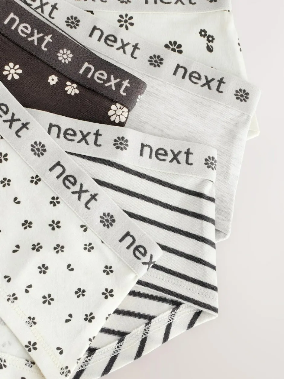 Next Print Hipster Briefs 5 Pack (2-16yrs) Black/White