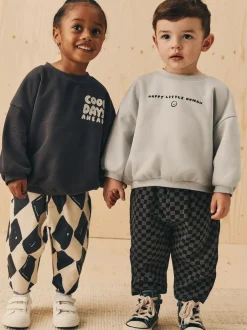 Next Black/White Printed 2 Pack Sweatshirt And Stripe Joggers Set (3mths-7yrs) Hot