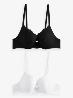 Next Push Up Plunge Lace Bras 2 Pack Black/White New