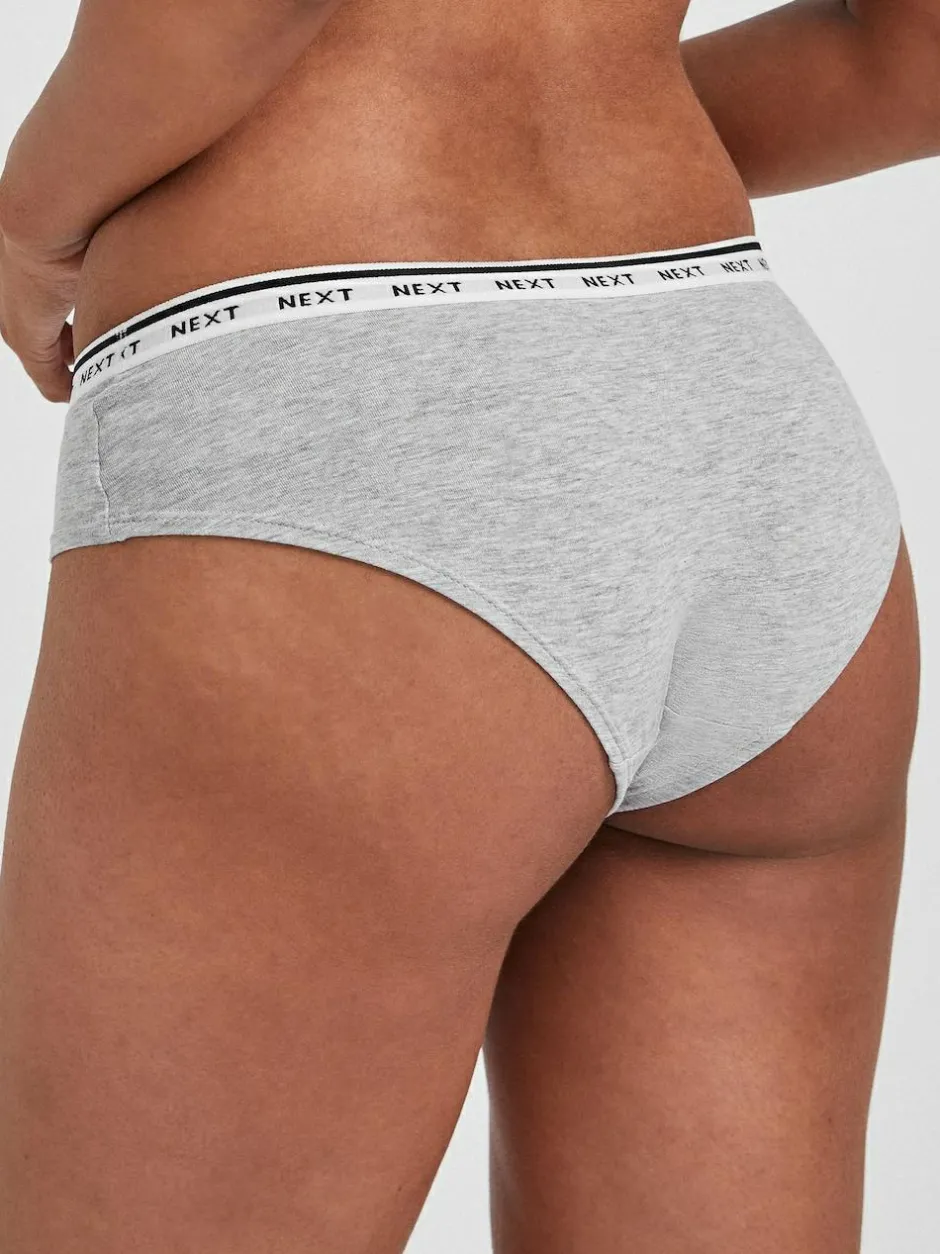 Next Short Cotton Logo Knickers 7 Pack Black/White Clearance