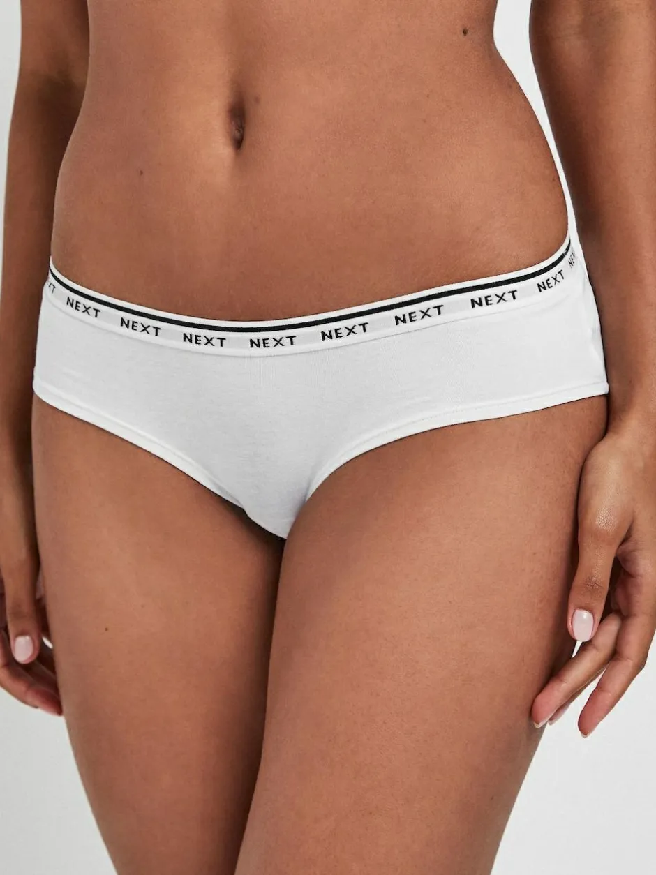 Next Short Cotton Logo Knickers 7 Pack Black/White Clearance