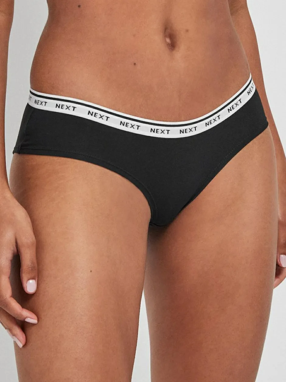 Next Short Cotton Logo Knickers 7 Pack Black/White Clearance