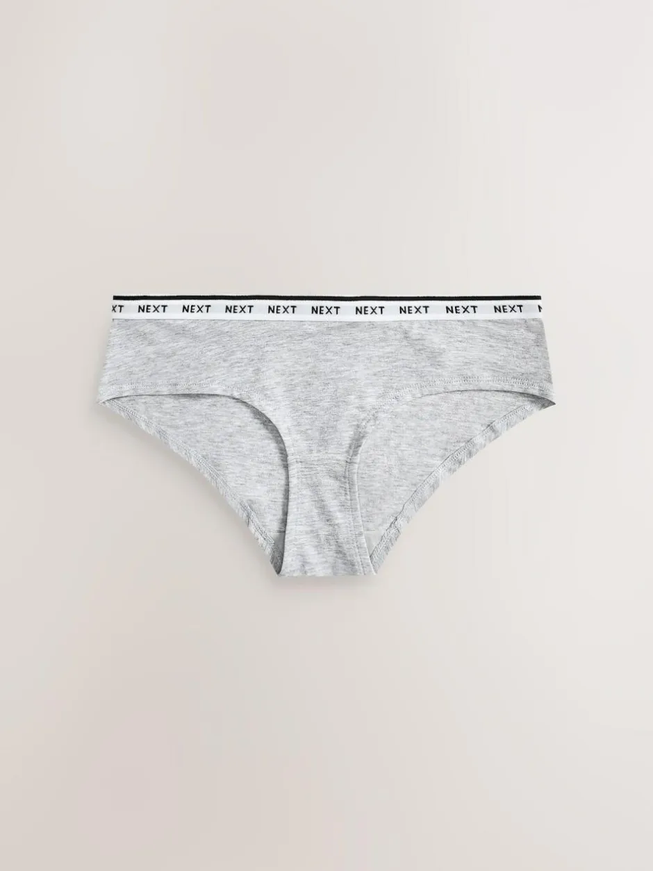 Next Short Cotton Logo Knickers 7 Pack Black/White Clearance