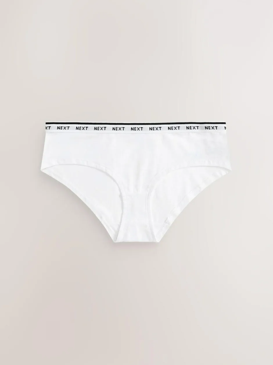 Next Short Cotton Logo Knickers 7 Pack Black/White Clearance