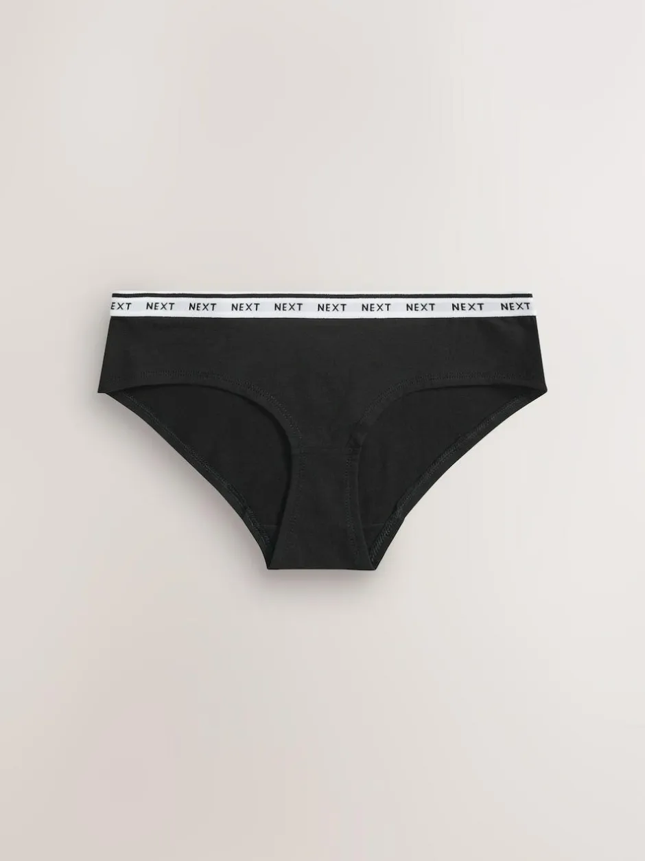 Next Short Cotton Logo Knickers 7 Pack Black/White Clearance