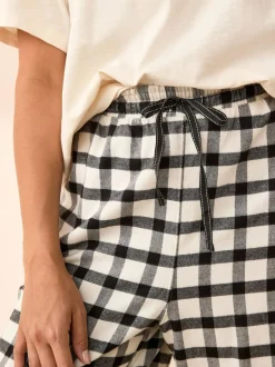 Next Black/White Short Sleeve 100% Cotton Pyjamas 2 Pack