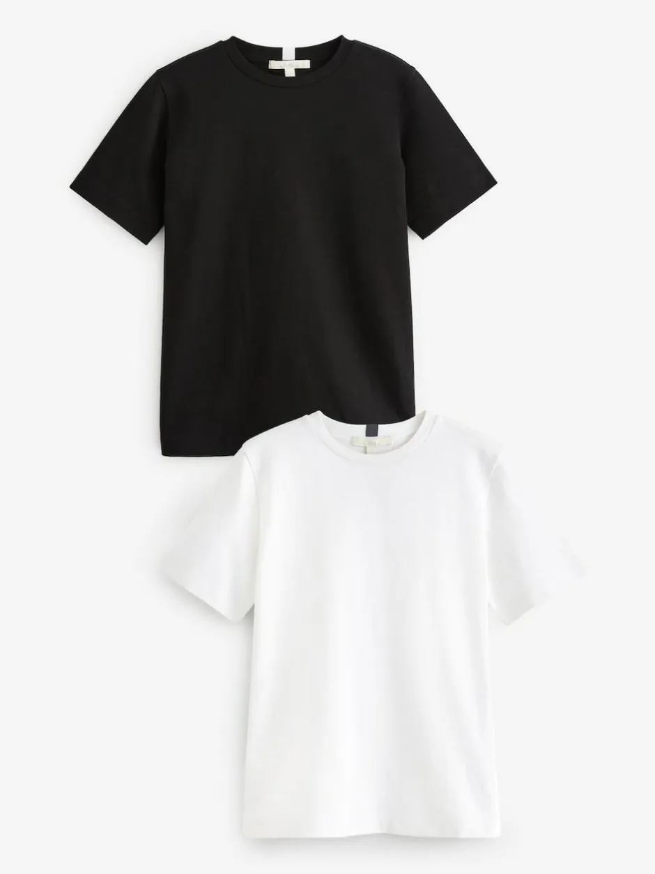 Next Short Sleeve Heavyweight T-Shirts 2 Pack Black/White Clearance
