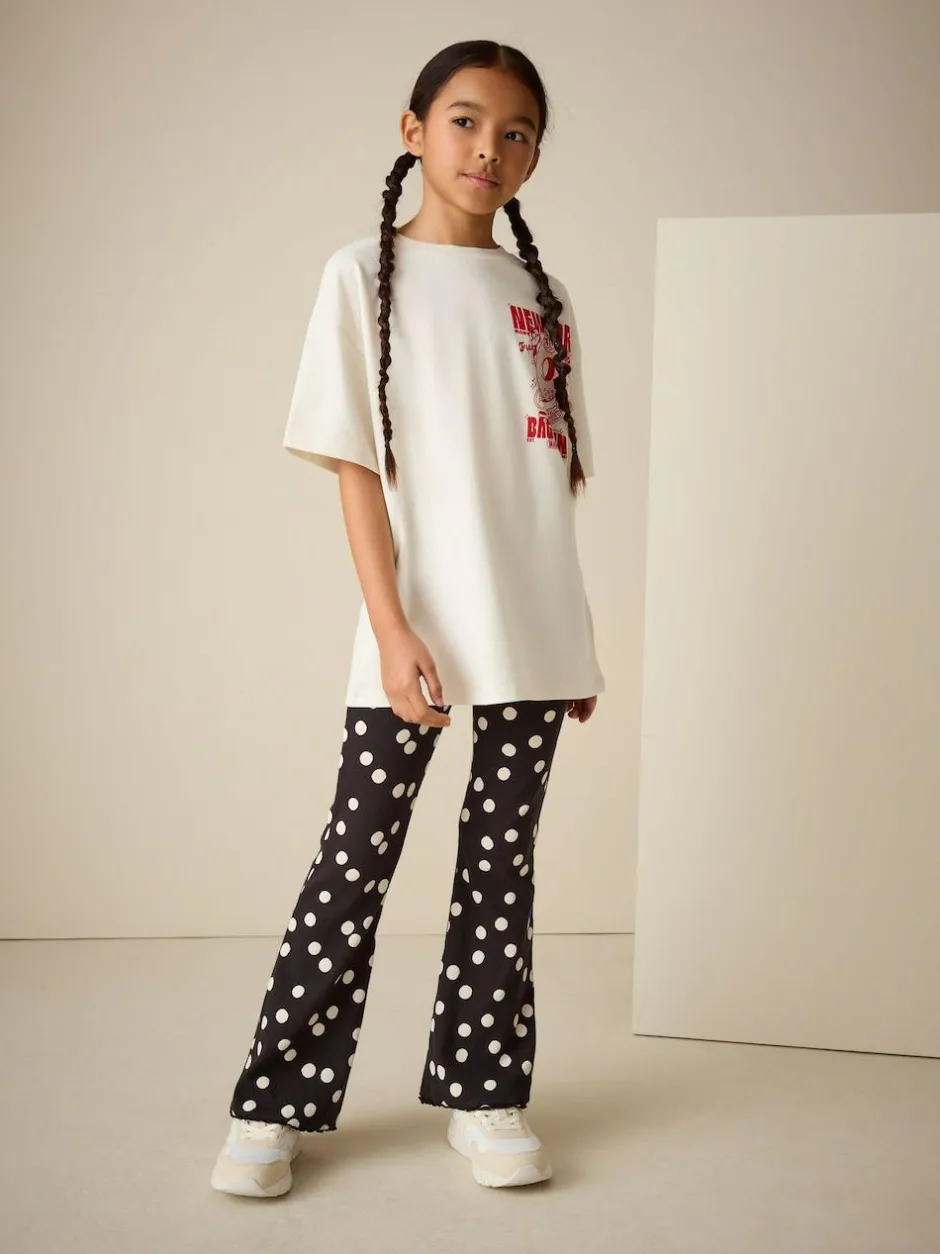 Next Black/White Spot 1 Pack Rib Flare Leggings (3-16yrs) Discount