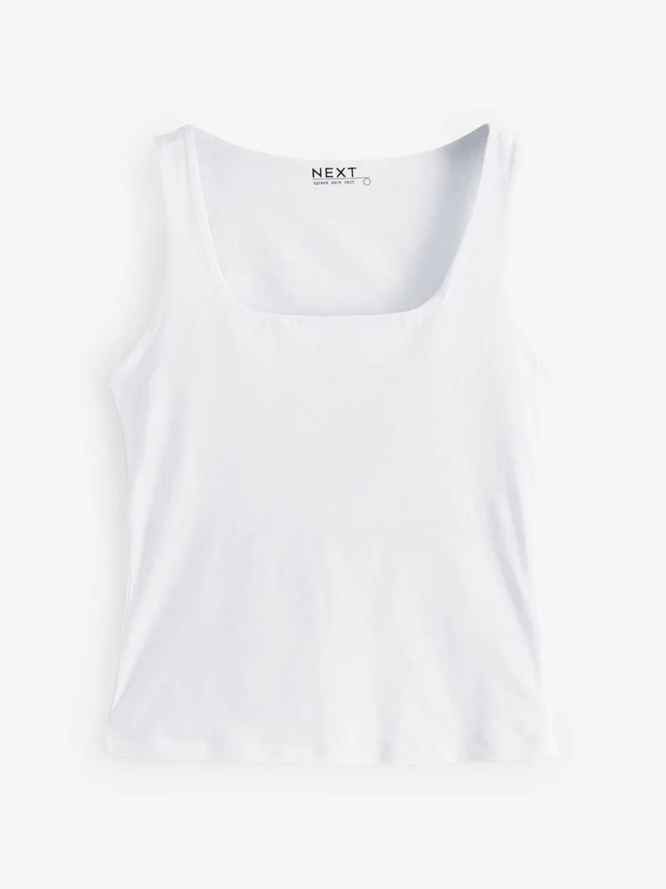 Next Black/White Square Neck Vest 2 Pack Sale
