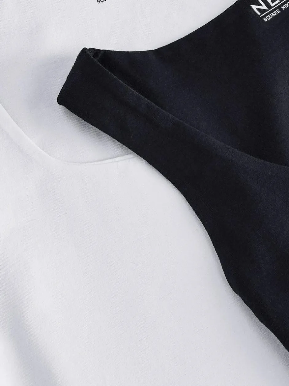 Next Black/White Square Neck Vest 2 Pack Sale