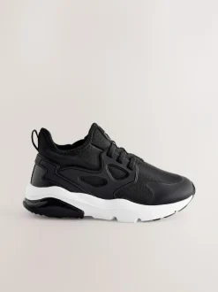 Next Black/White Standard Fit (F) Elastic Lace Trainers Sale