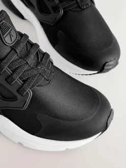 Next Black/White Standard Fit (F) Elastic Lace Trainers Sale