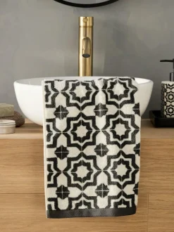 Next Black/White Tile Geo 100% Cotton Towels Outlet