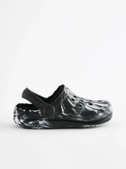 Next Warm Lined Slipper Clogs Black/White