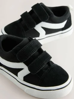 Next Wide Fit (G) Touch Fastening Skate Trainers Black/White Outlet