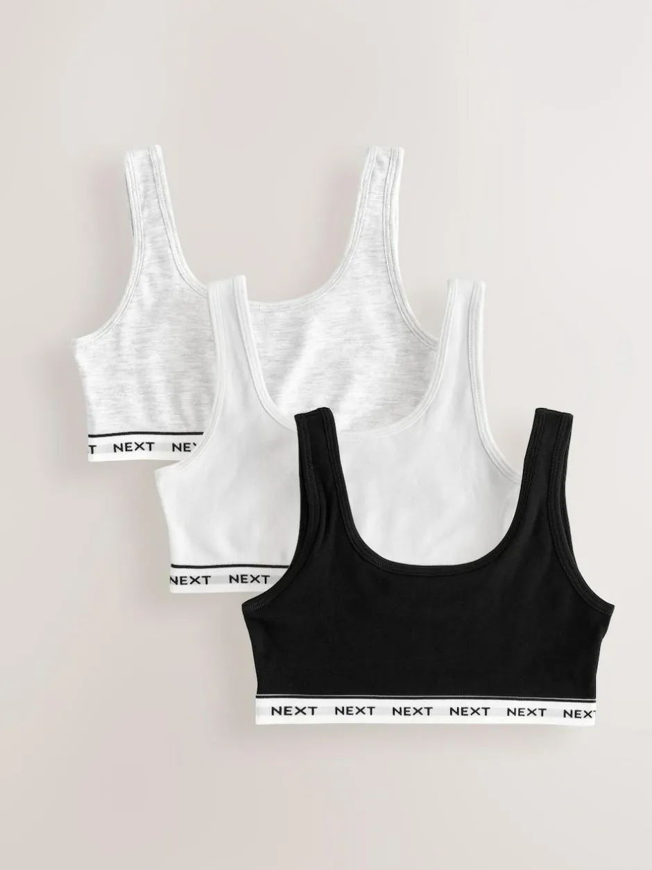 Next Black/White/Grey Crop Tops 3 Pack (5-16yrs) New
