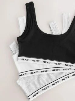 Next Black/White/Grey Crop Tops 3 Pack (5-16yrs) New