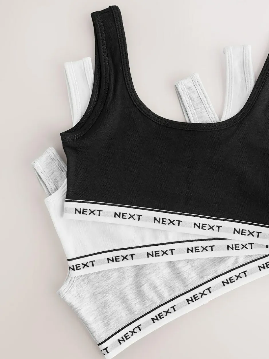 Next Black/White/Grey Crop Tops 3 Pack (5-16yrs) New