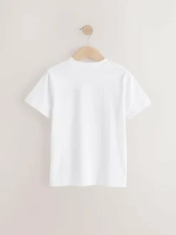 Next 4 Pack Short Sleeve Small Graphic T-Shirts 4 Pack (3-16yrs) Black/White/Grey Marl/Khaki Online