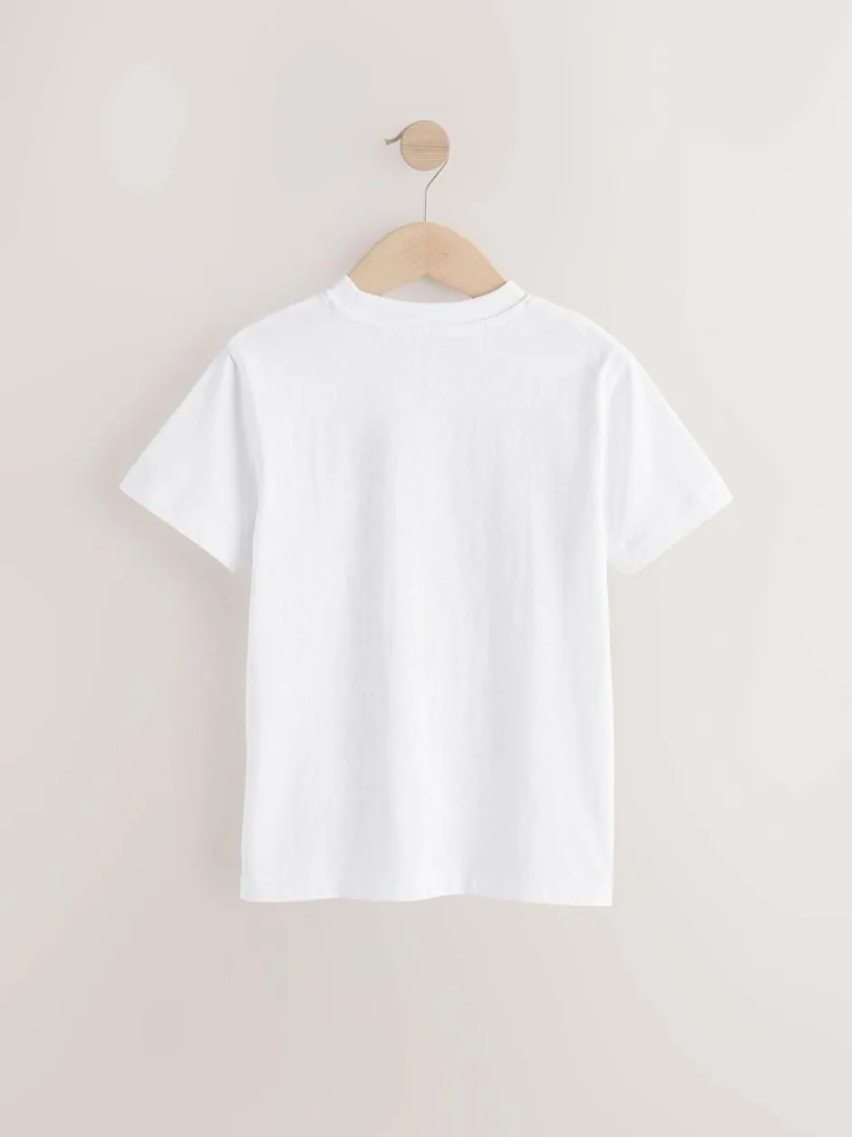 Next 4 Pack Short Sleeve Small Graphic T-Shirts 4 Pack (3-16yrs) Black/White/Grey Marl/Khaki Online