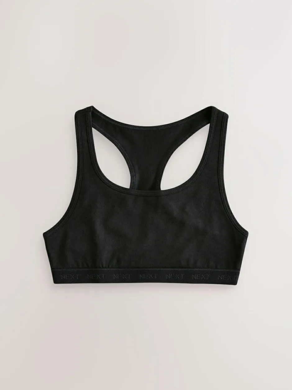 Next Racer Back Crop Tops 3 Pack (5-16yrs) Black/White/Grey
