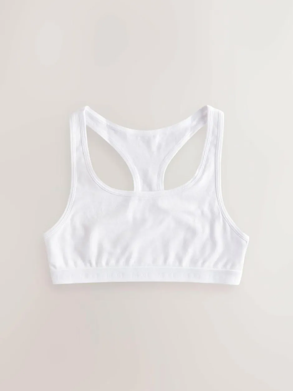 Next Racer Back Crop Tops 3 Pack (5-16yrs) Black/White/Grey