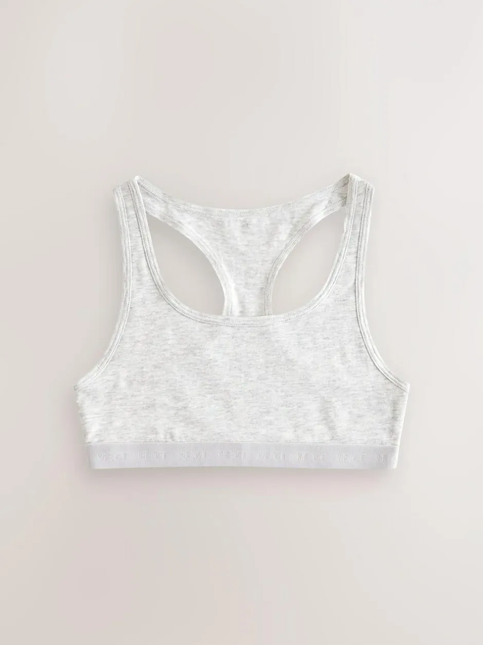Next Racer Back Crop Tops 3 Pack (5-16yrs) Black/White/Grey