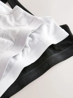 Next Racer Back Crop Tops 3 Pack (5-16yrs) Black/White/Grey