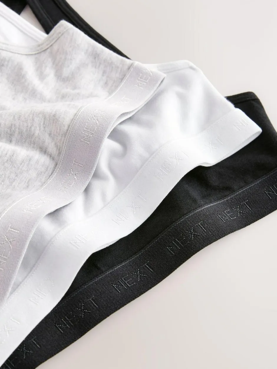 Next Racer Back Crop Tops 3 Pack (5-16yrs) Black/White/Grey